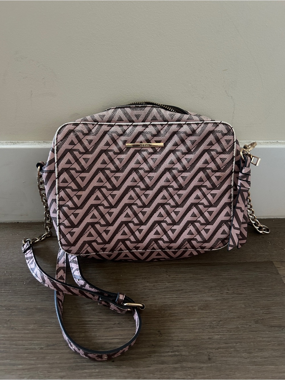 Patterned Pink Crossbody Shoulder Bag